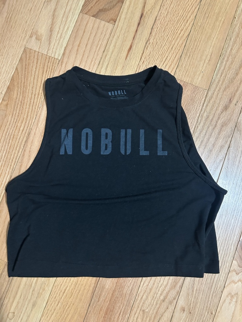 NOBULL Black Cropped Muscle Tank with Tonal Logo